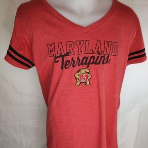 National Collegian Red Vneck University of Maryland Terps XL tee shirt